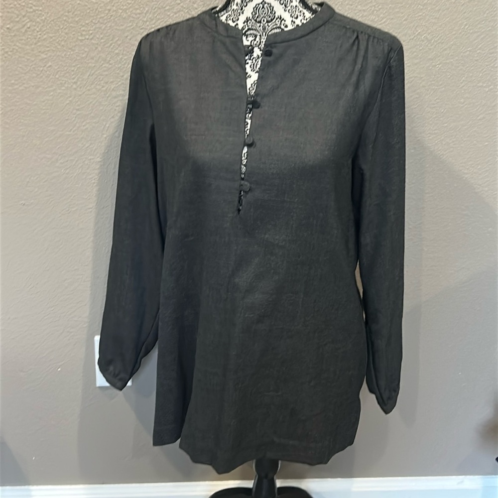 Pendleton Black Button-Down Long Sleeve Tunic
